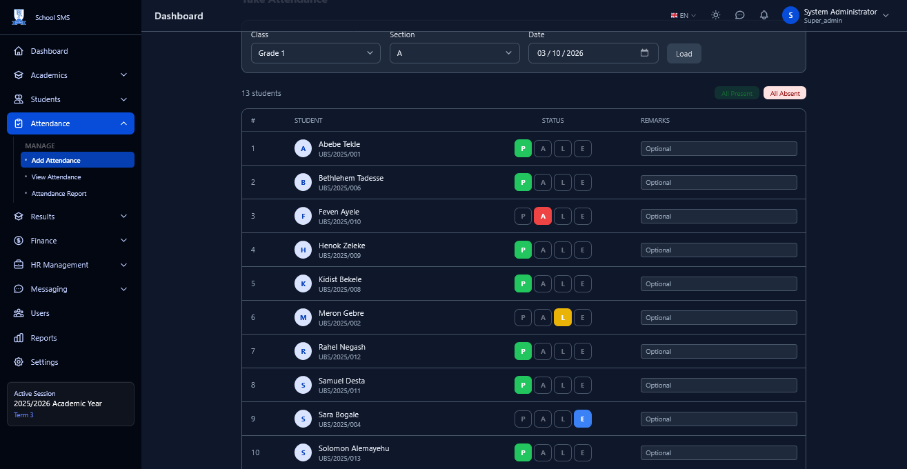School Management System - Teacher Dashboard